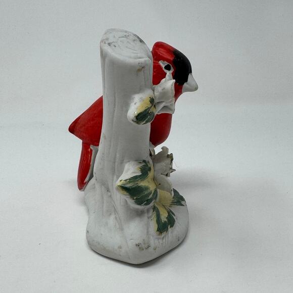 Vintage Cardinal Robin Red Bird on Blooming Branch Ceramic Statue - Picture 5 of 9